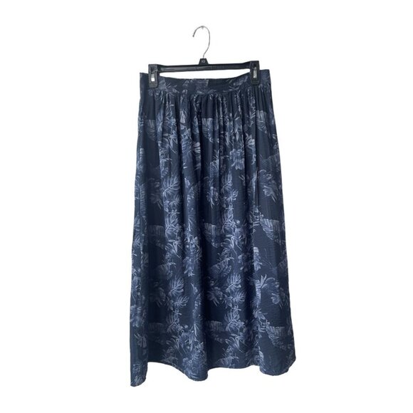 Banana Republic Dresses & Skirts - Banana Republic Navy Midi Skirt A-LIne Floral Blue Hawaiian Pull On Fairy Grunge